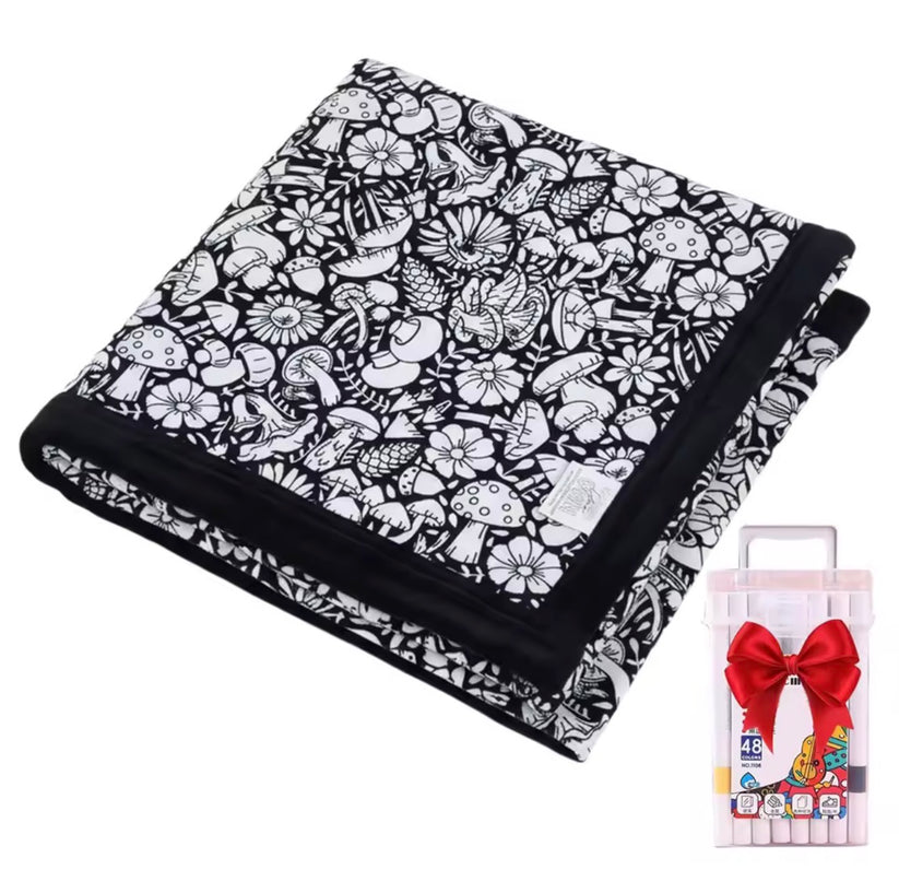 Mushroom World Magic Coloring Blanket